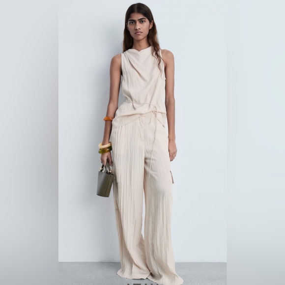 Mango crinkle texture cargo co-ord set